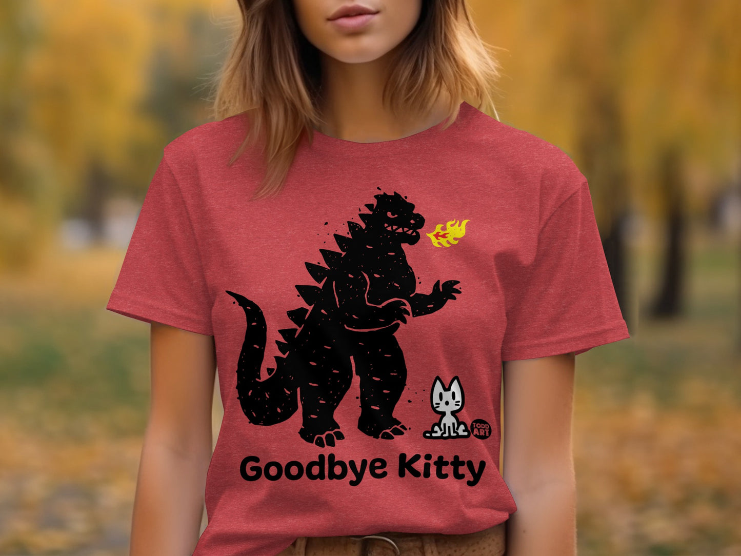 Funny Goodbye Kitty Dinosaur Design t-shirt