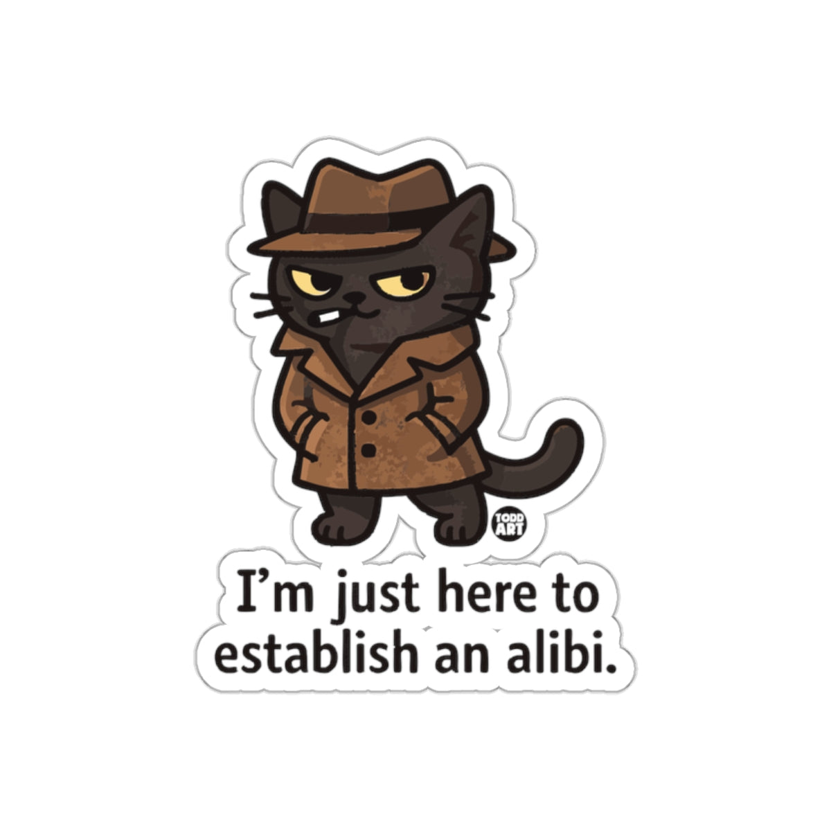 Black Cat Detective with an Alibi Cartoon Character sticker