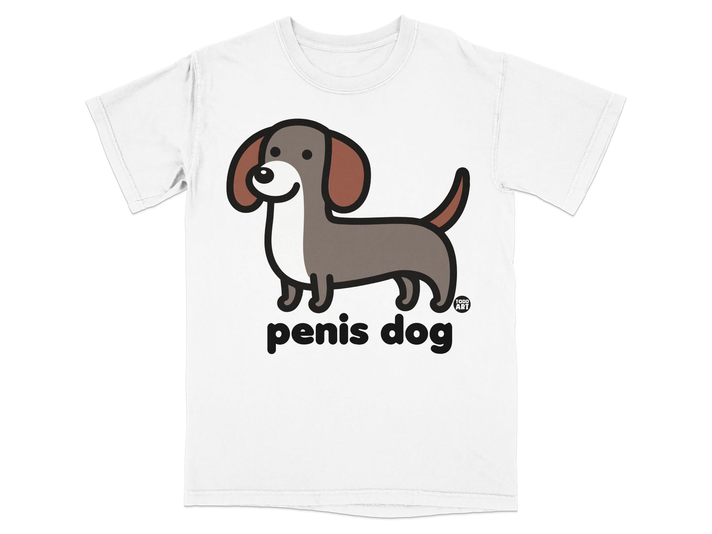 Funny Cartoon Dog 'Penis Dog' Graphic Tee