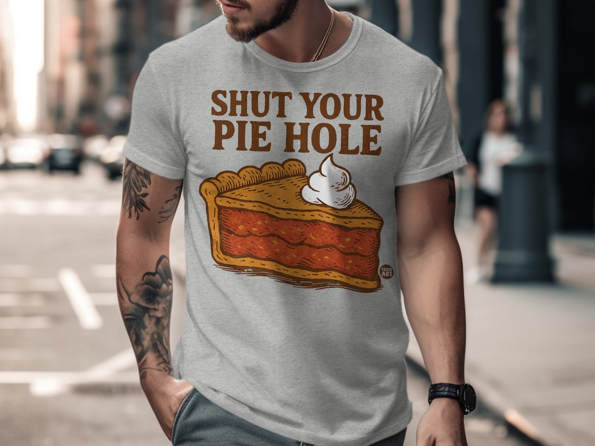 Shut Your Pie Hole Funny Graphic T-Shirt