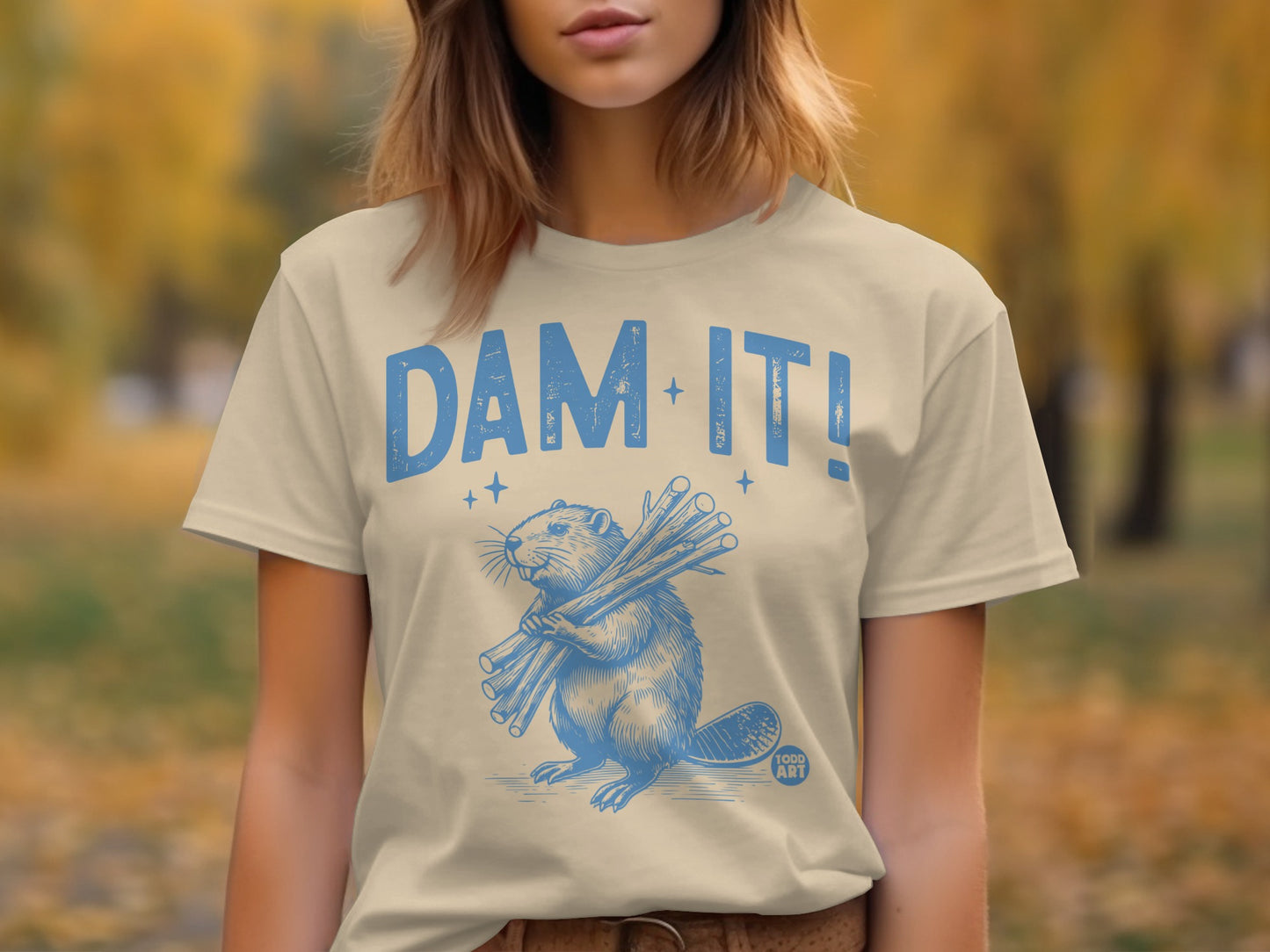 Dam It Beaver Graphic Tee Humorous Novelty Shirt
