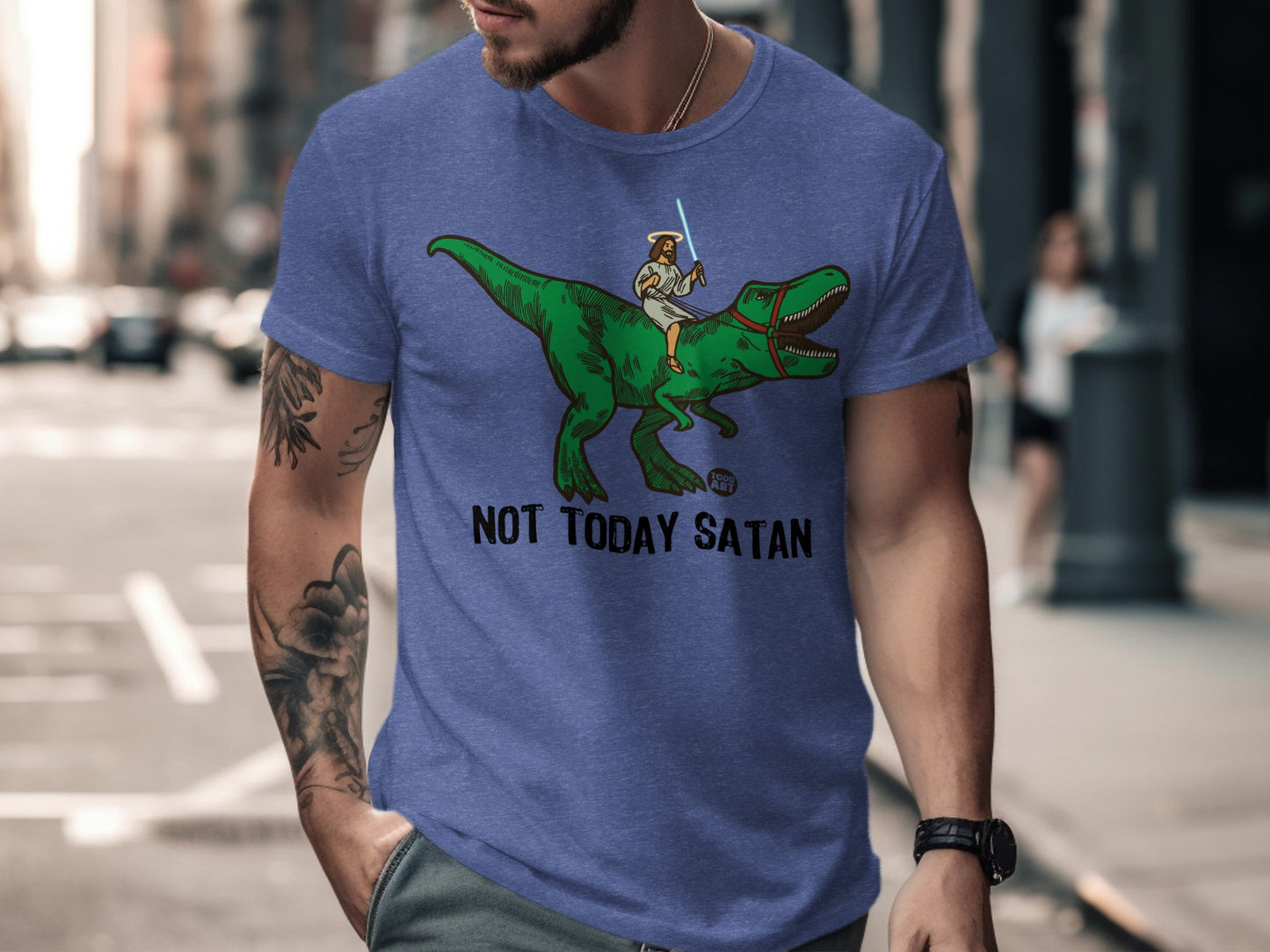 Not Today Satan Knight Dinosaur Graphic T-Shirt product