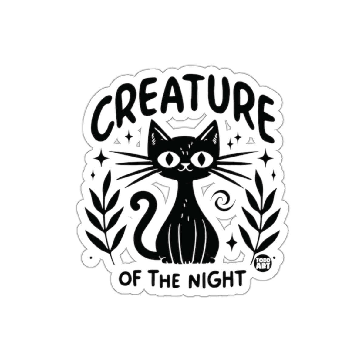 Creature of The Night Black Cat Drawing Todd Art sticker