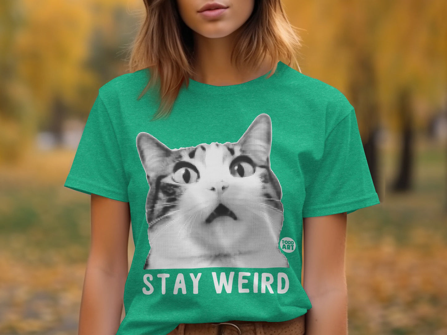 Stay Weird Cat Graphic T-Shirt for Unique Style