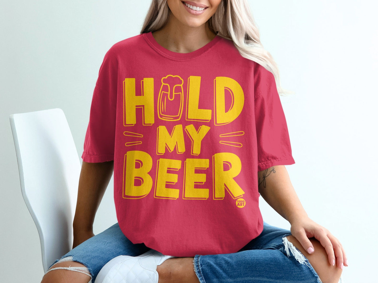 Bold Red 'Hold My Beer' Graphic T-Shirt