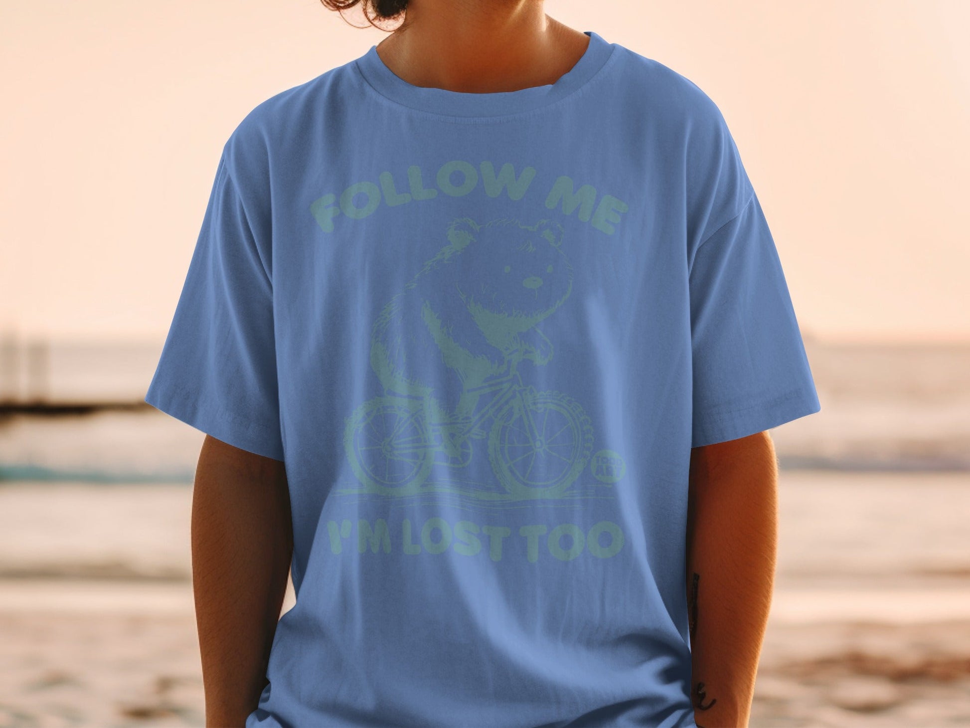 Follow Me I'm Lost Too Bear On Bicycle Shirt