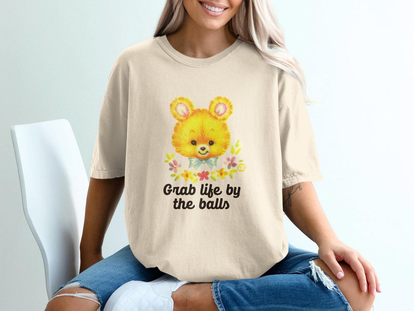 Grab Life by the Balls Cute Bear Design T-shirt