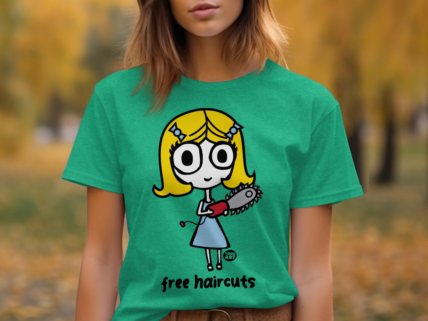 Free Haircuts Graphic Cartoon Character T-Shirt