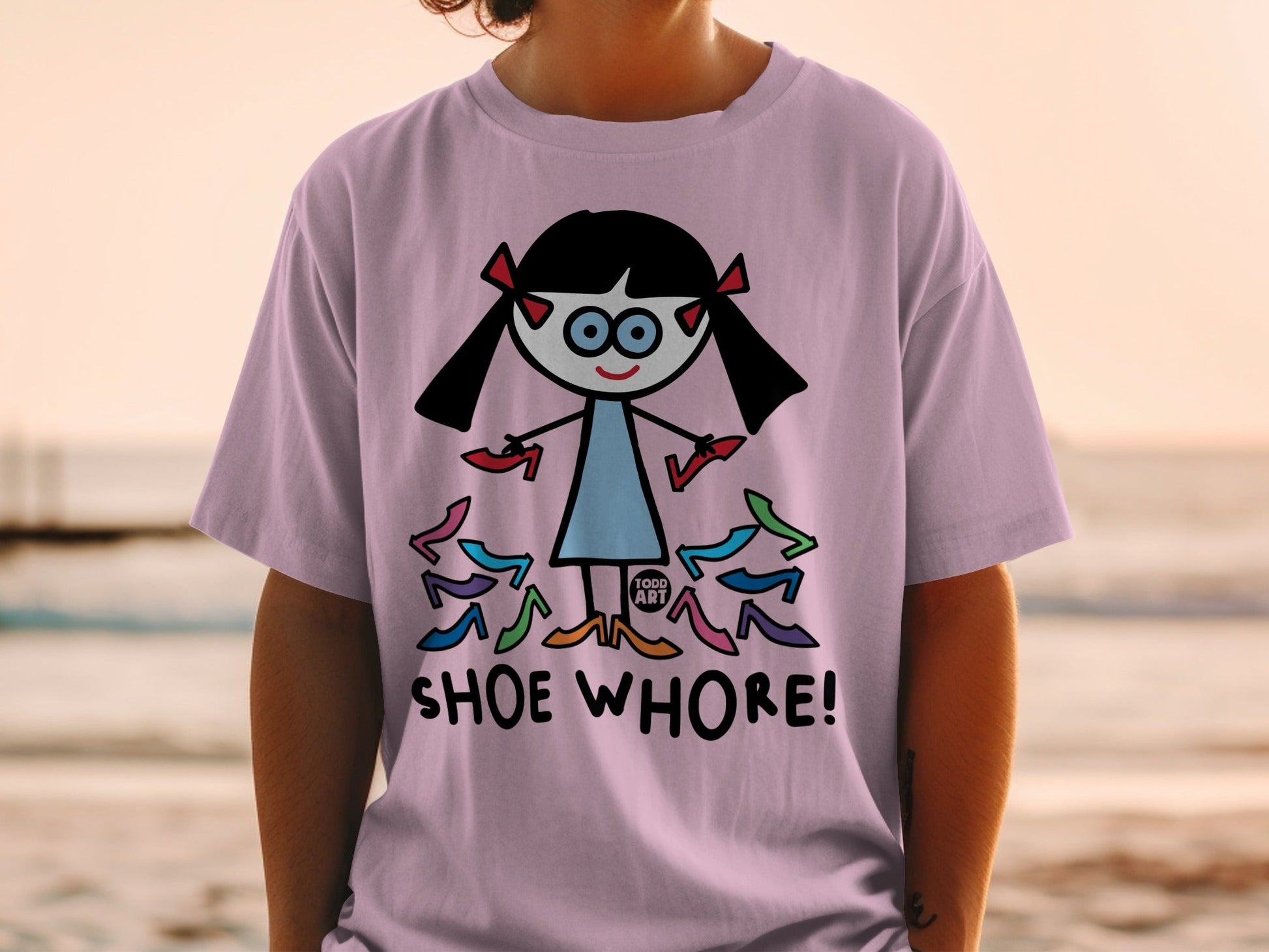Fun Cartoon Shoe Lover Graphic T-Shirt for Shoe Enthusiasts