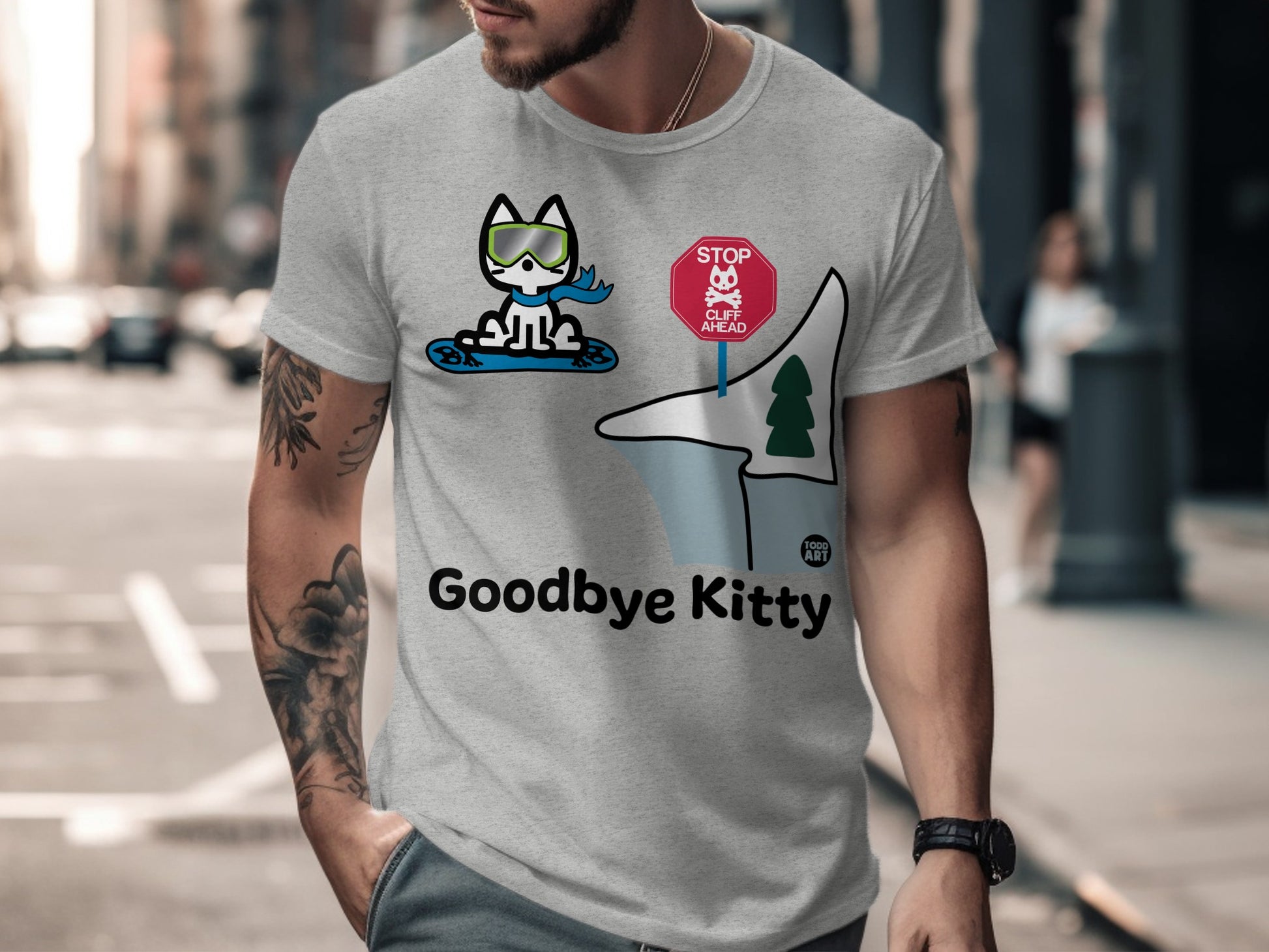 Funny Goodbye Kitty Graphic Tee for Humorous Style