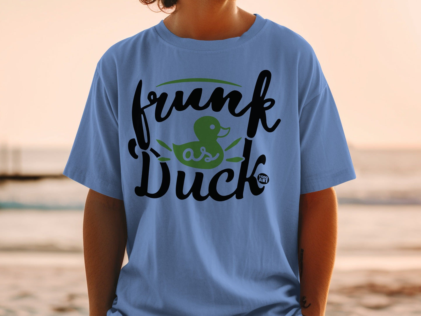 Frunk As Duck Graphic Sea Blue Casual Wear Shirt