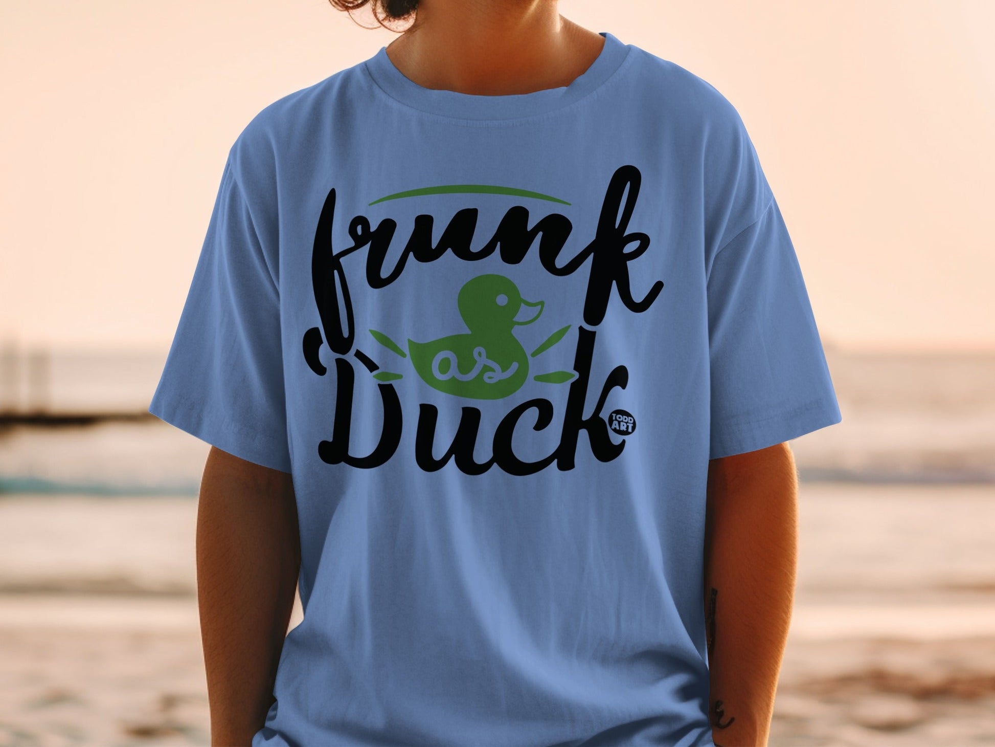 Frunk As Duck Graphic Sea Blue Casual Wear Shirt