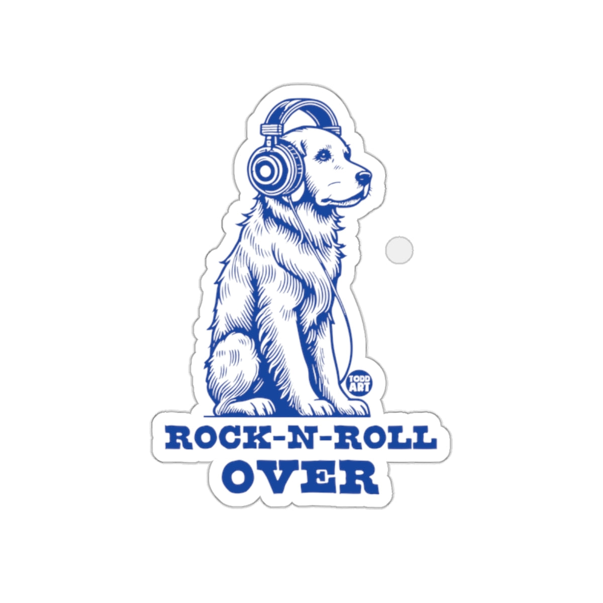 Rock-N-Roll Over Dog With Headphones Sticker
