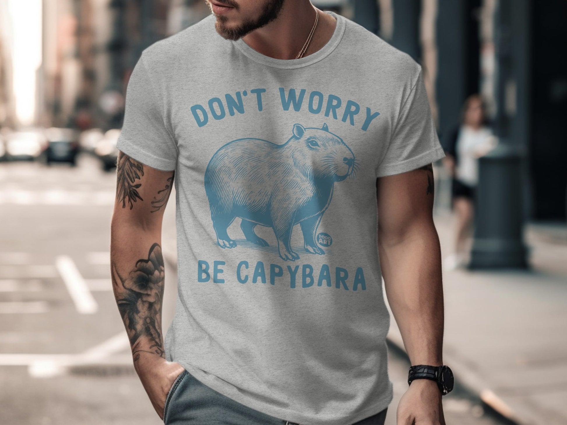 Don't Worry Be Capybara Graphic Tee Shirt