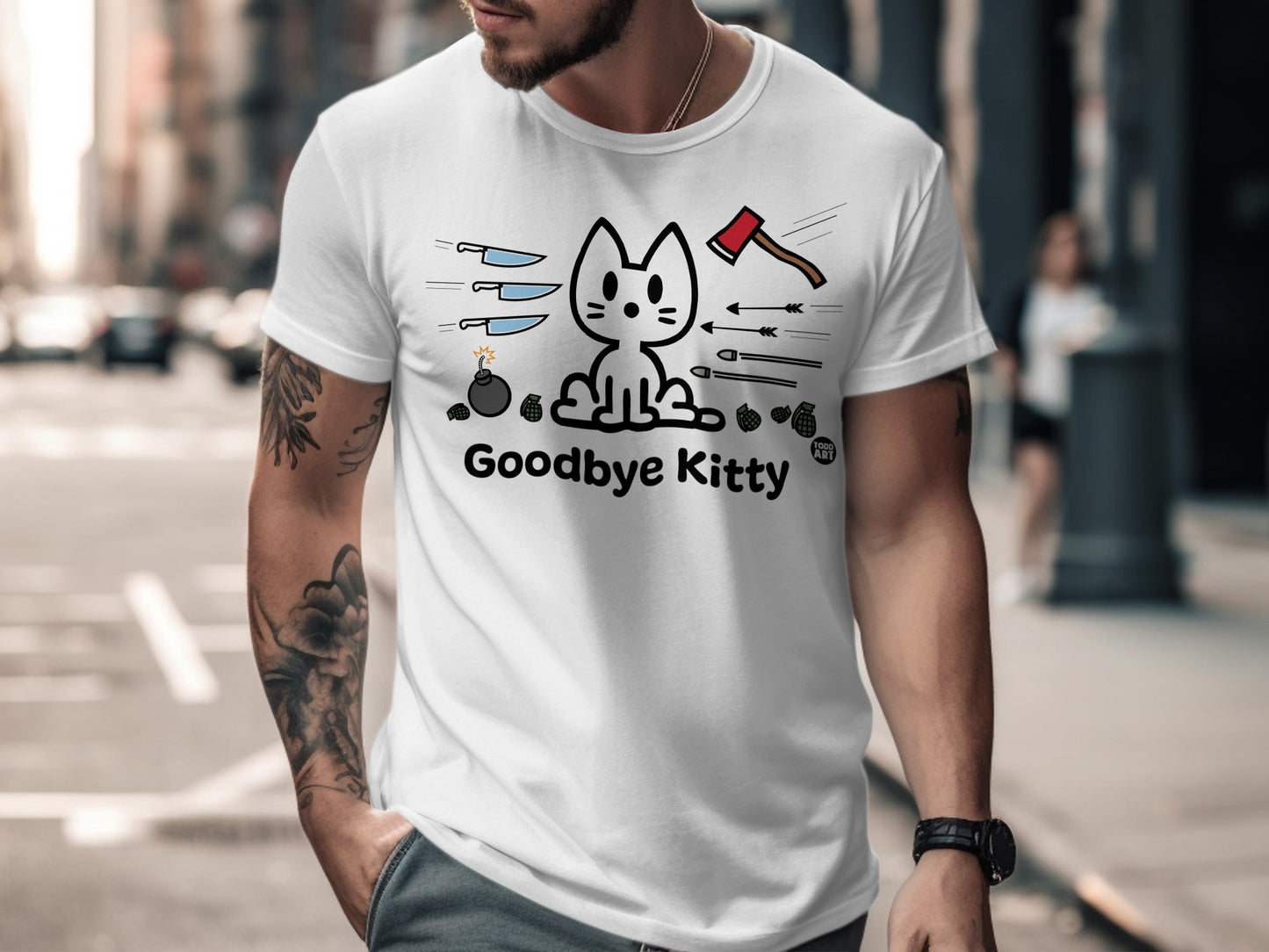 Goodbye Kitty Funny Cat Graphic T-shirt