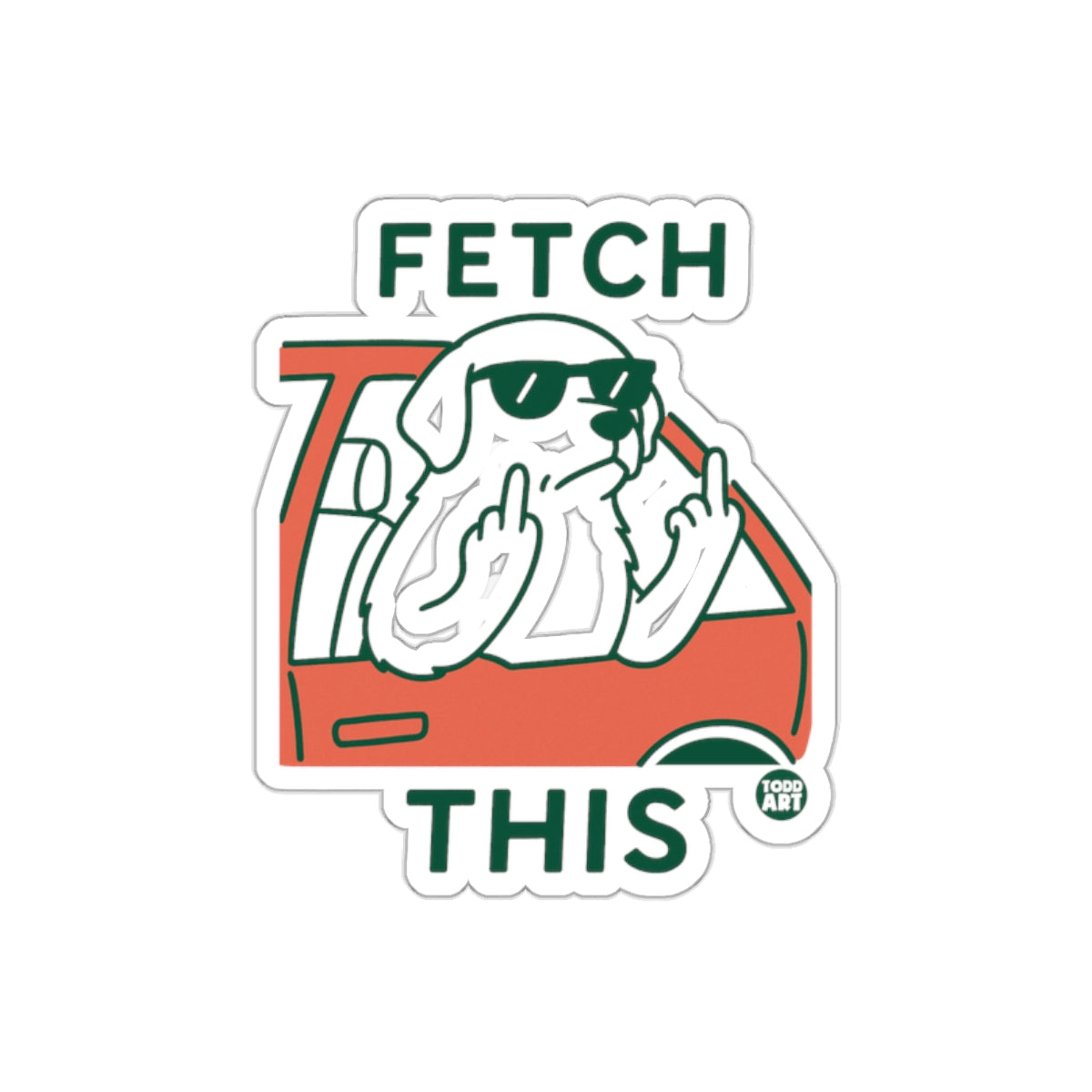 Fetch This Dog Riding Car Sticker Fun Design