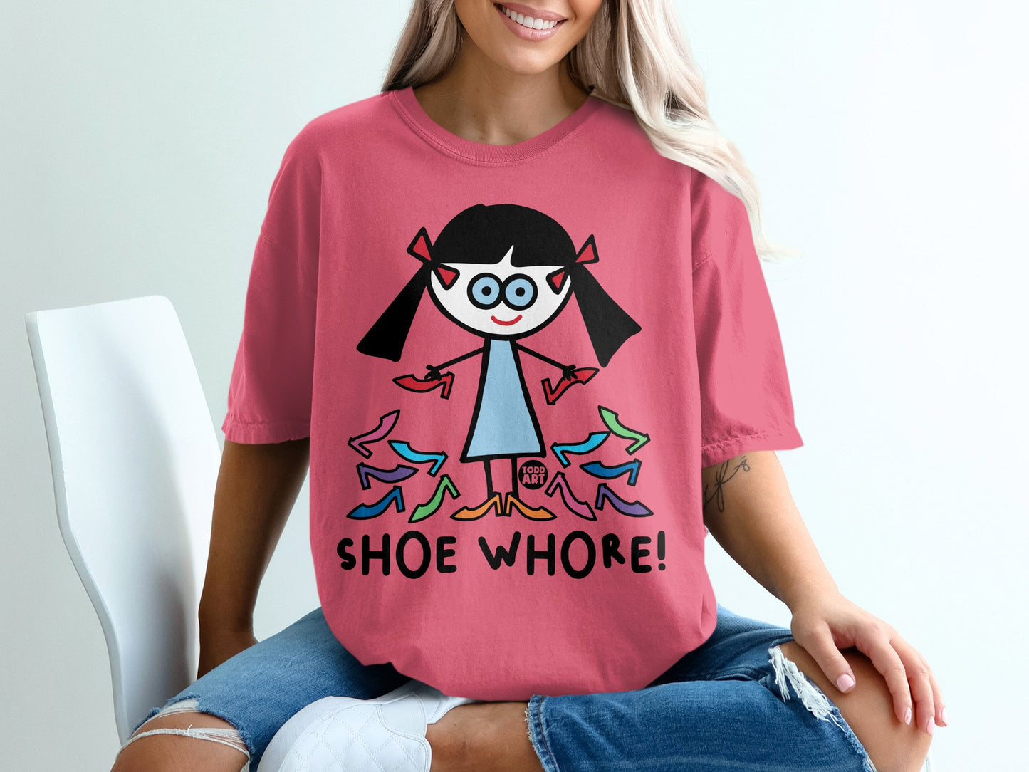 Shoe Whore Graphic Todd Art Character T-Shirt