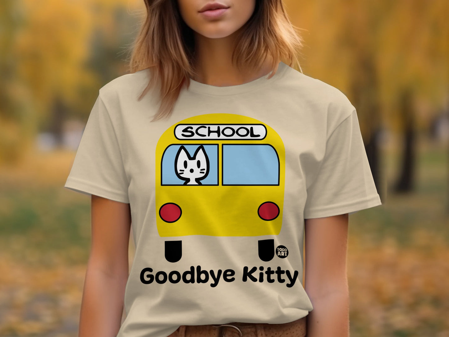 Goodbye Kitty School Bus Tee for Cat Lovers