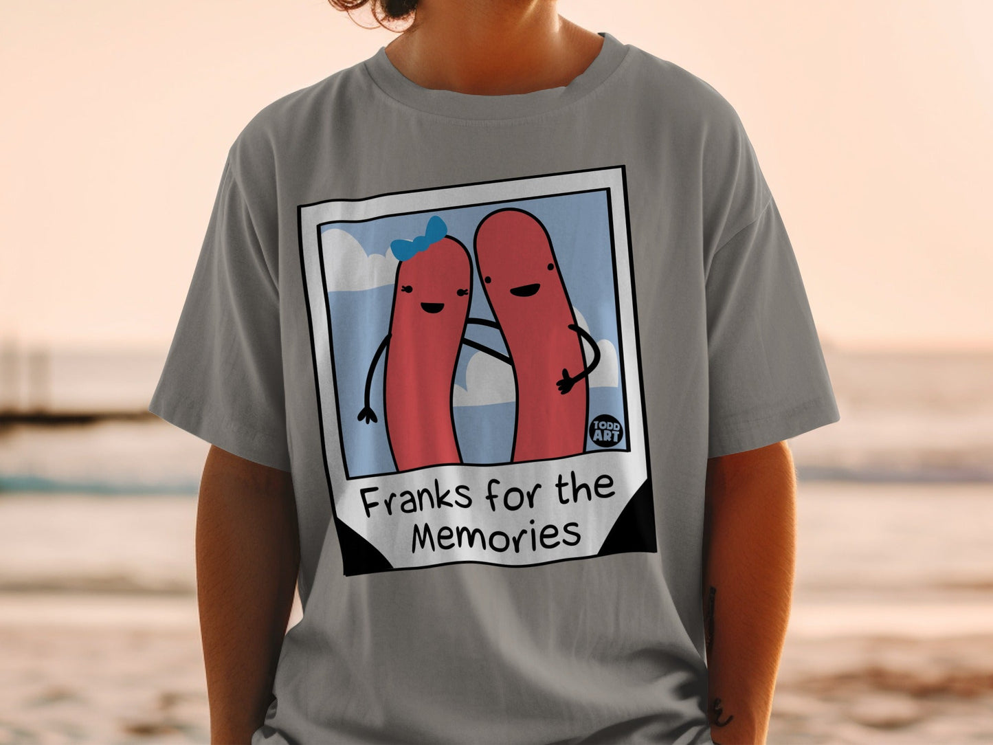 Franks for Memories T-Shirts, Hot Dog Couple Tee, Funny Food Pun, Cute Cartoon Franks Shirt, Anniversary Gift, Romantic Valentine's T-Shirt