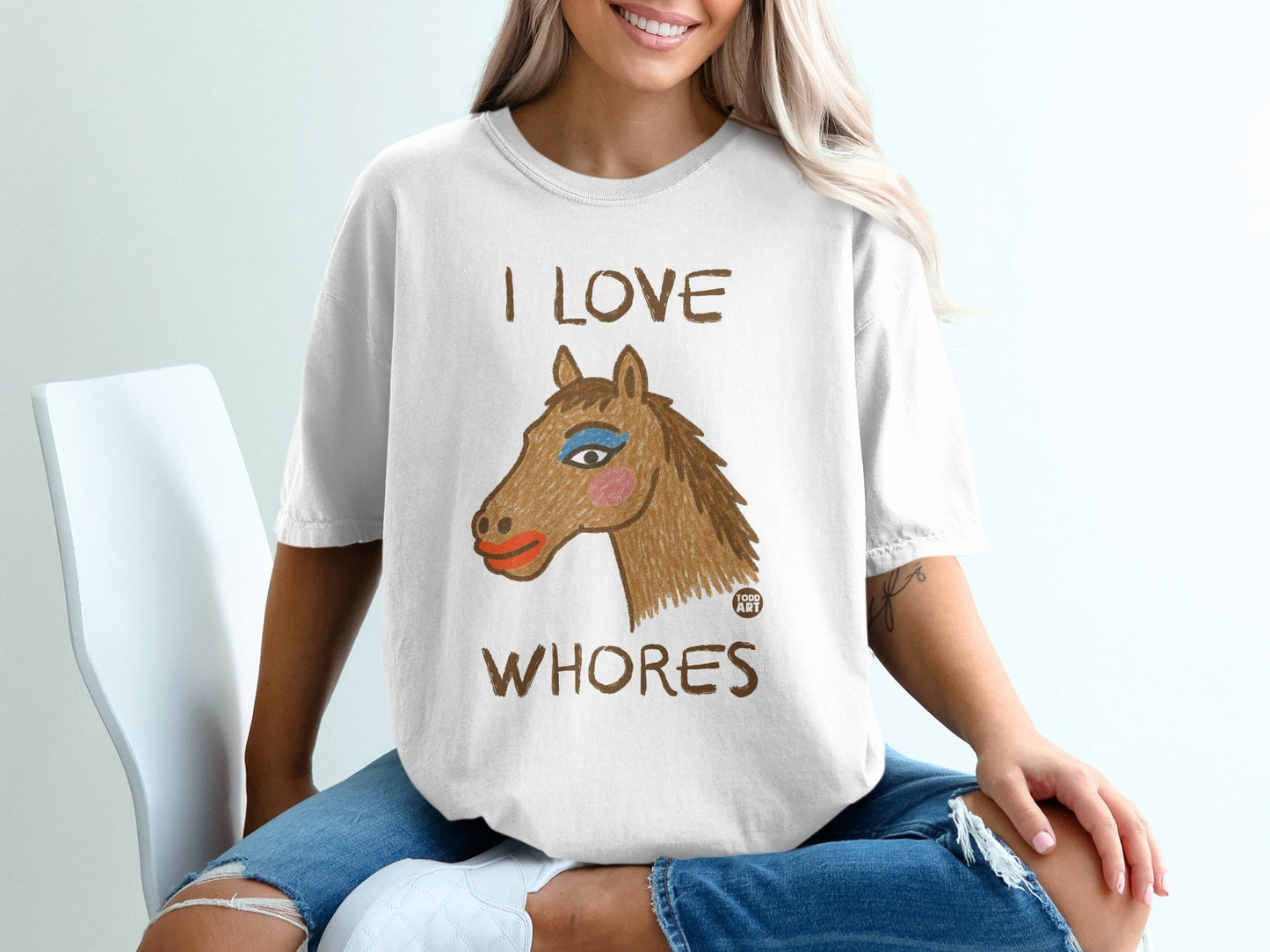 I Love Whores Horse Graphic Tee Shirt Clothing