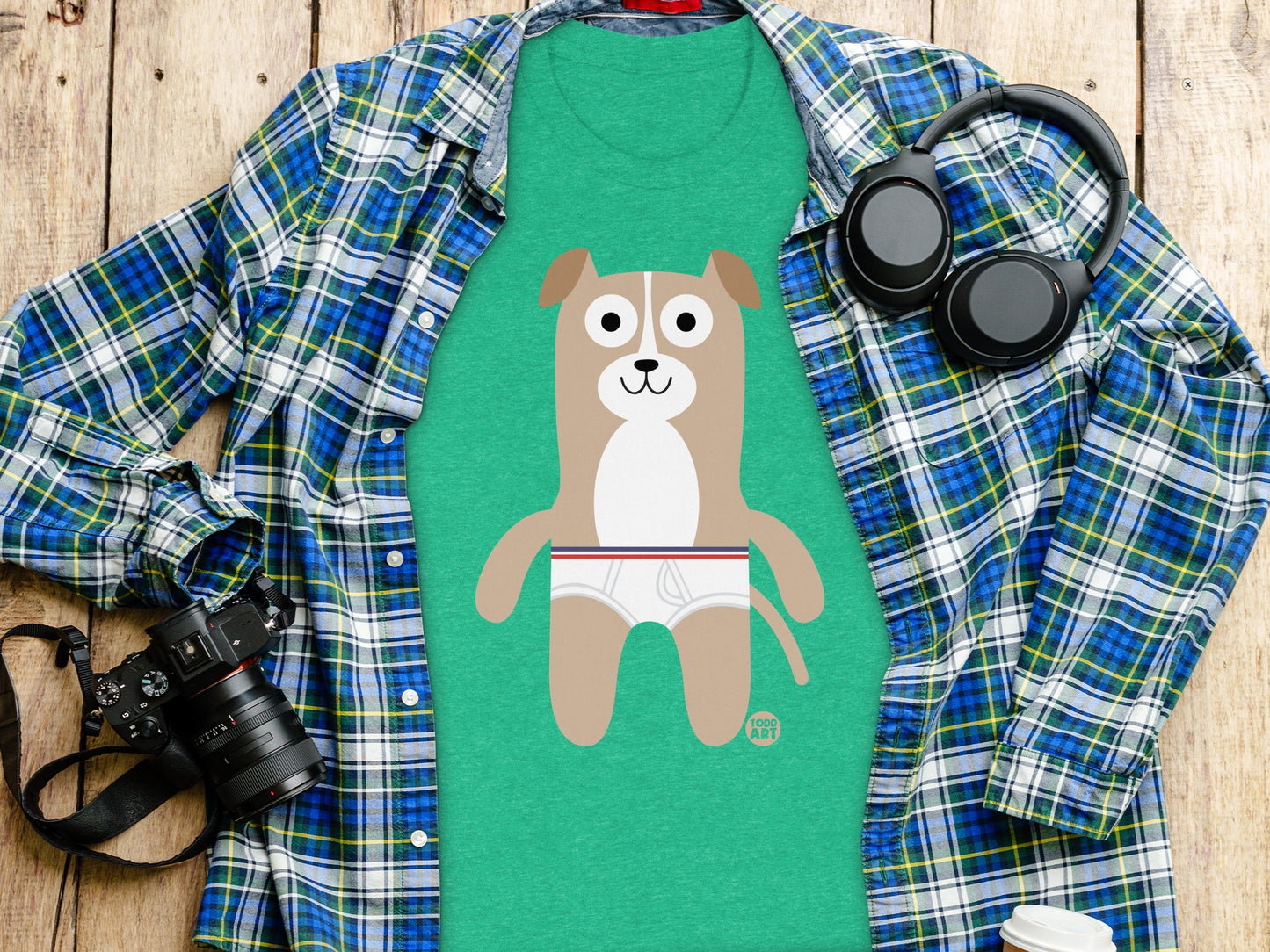 Cute Cartoon Dog Wearing Diapers Graphic T-Shirt