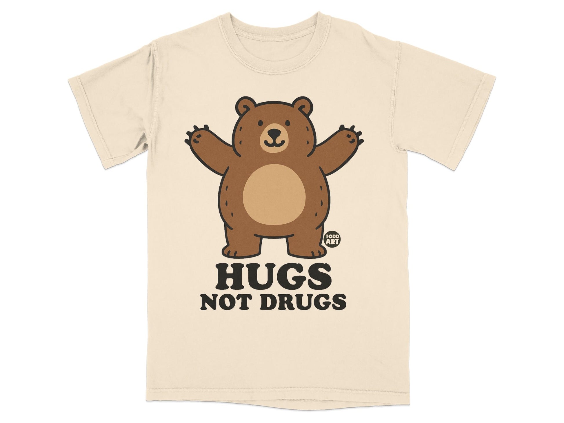 Hugs Not Drugs Bear Graphic Tee Shirt Todd Art