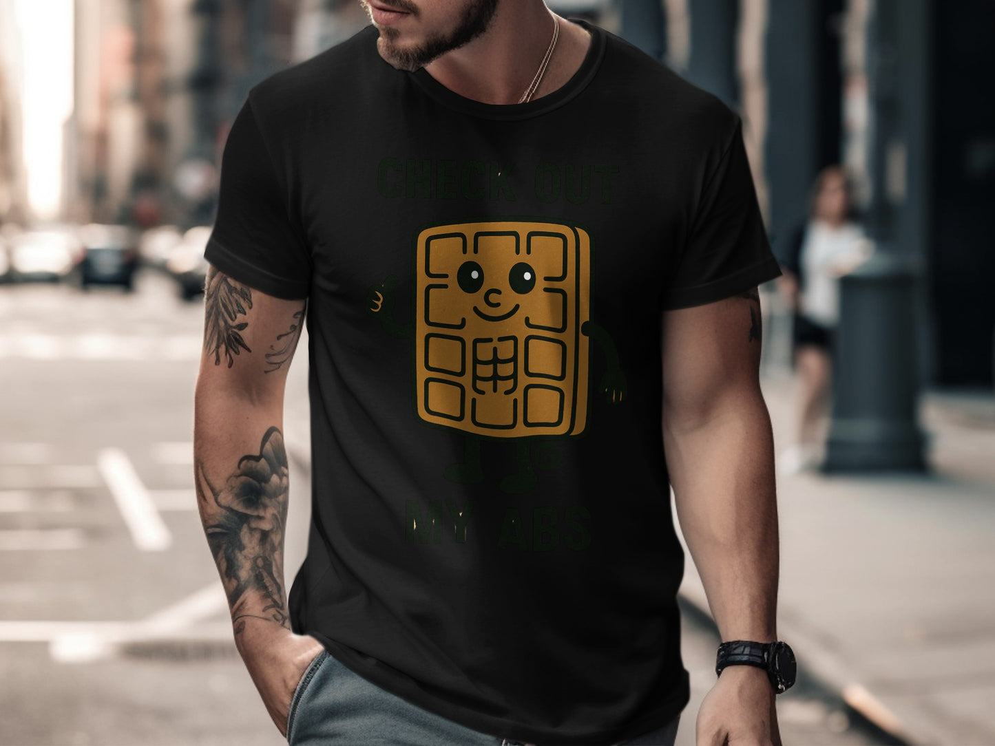 Funny Check Out My Abs Waffle Graphic Shirt