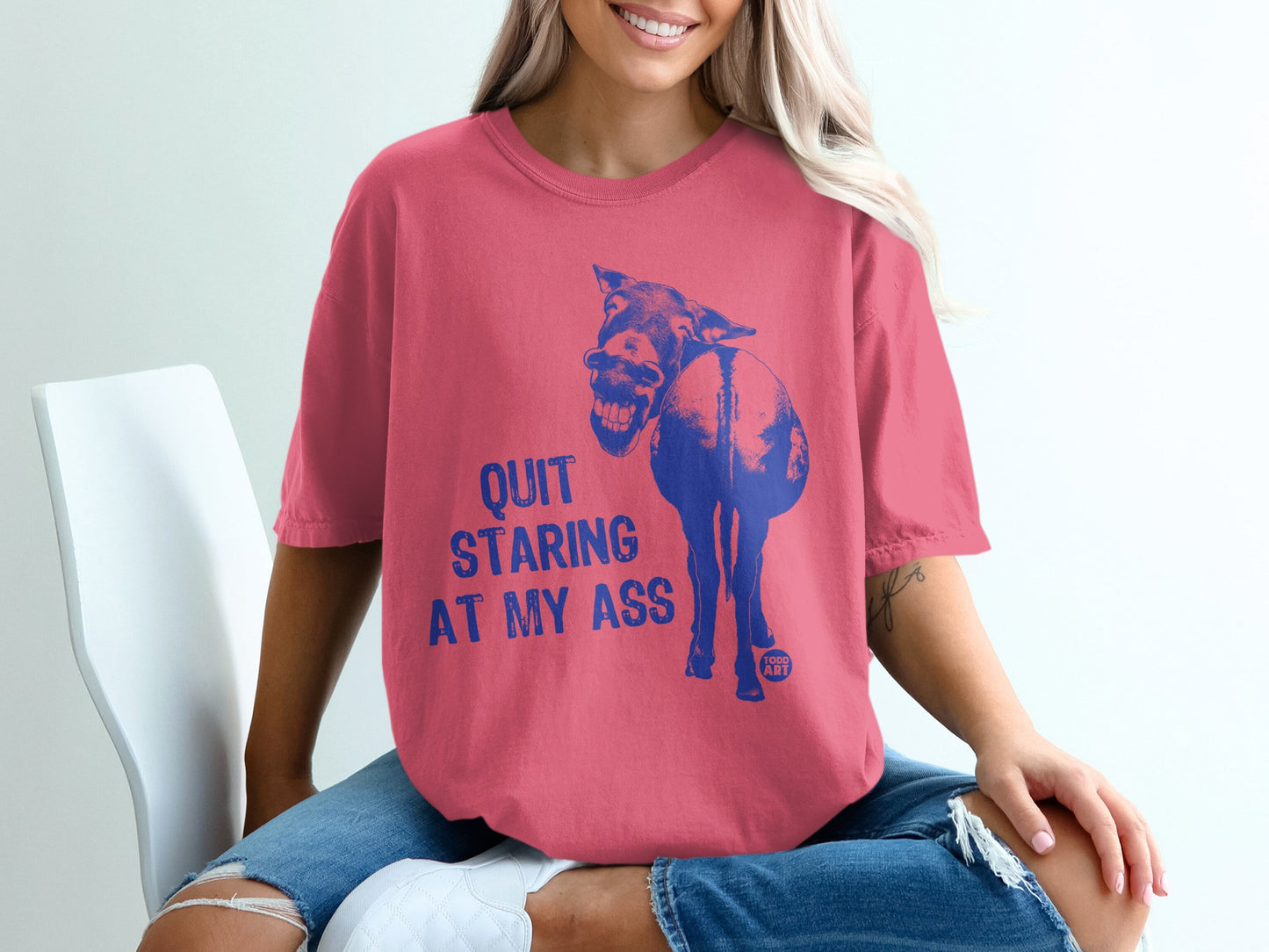 Quit Staring At My Ass Humorous Graphic Shirt