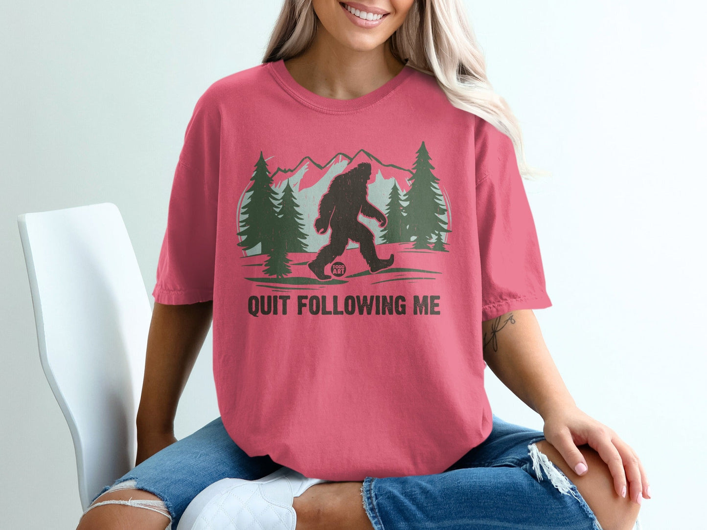 Quit Following Me Bigfoot Graphic Tee Shirt