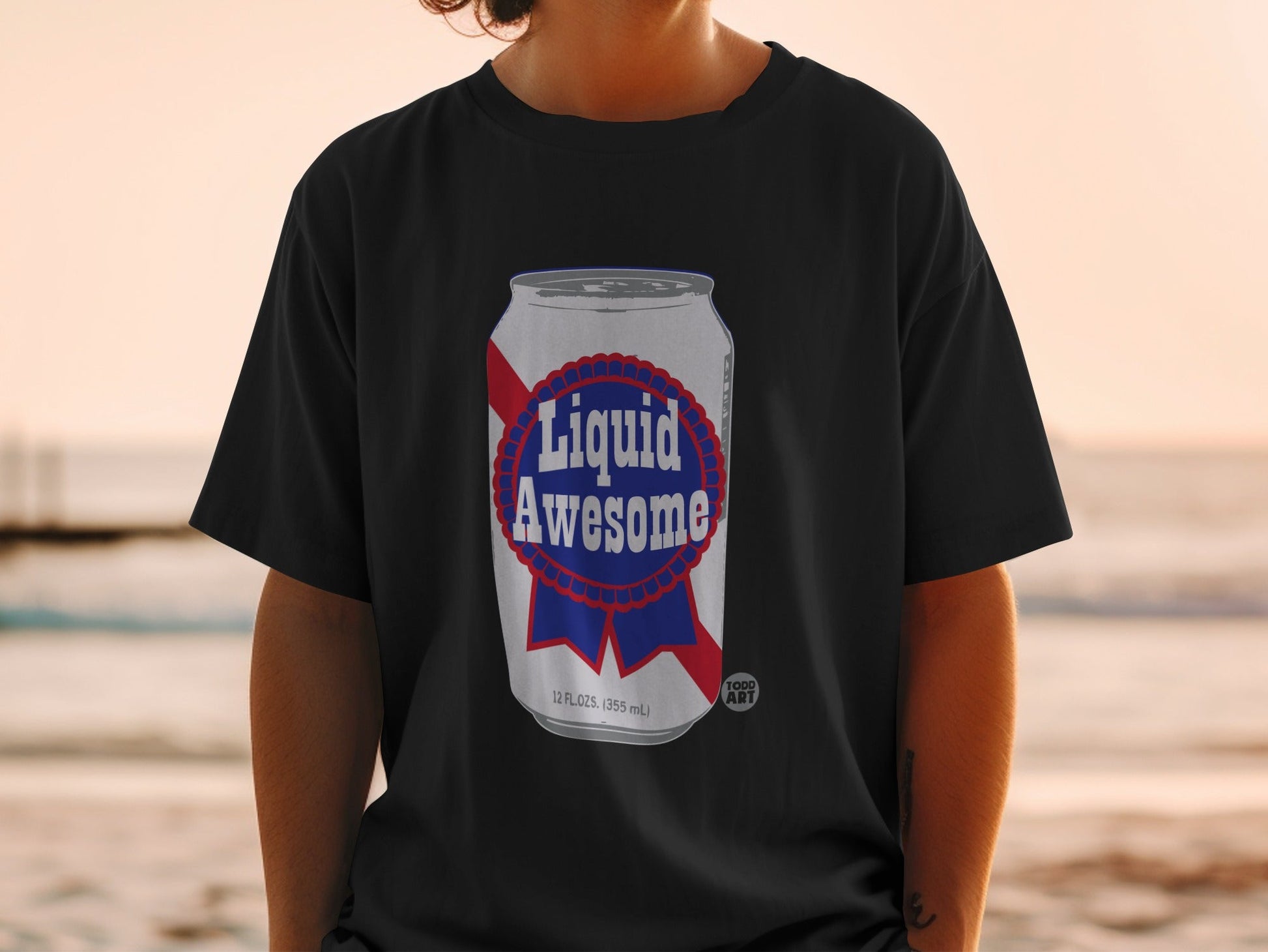 Liquid Awesome Can Design Graphic Tee Shirt