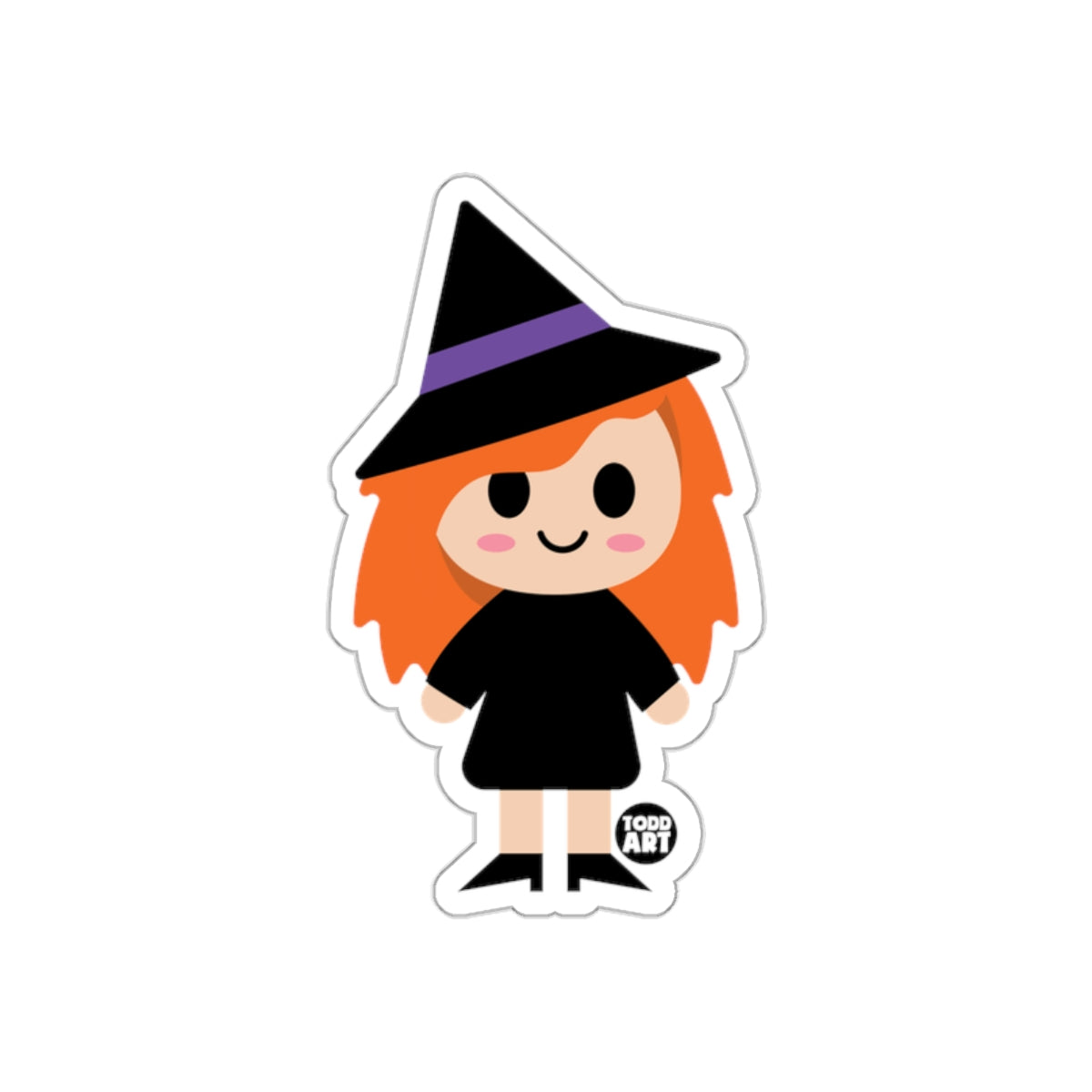 Cute Cartoon Witch Character with Orange Hair Sticker