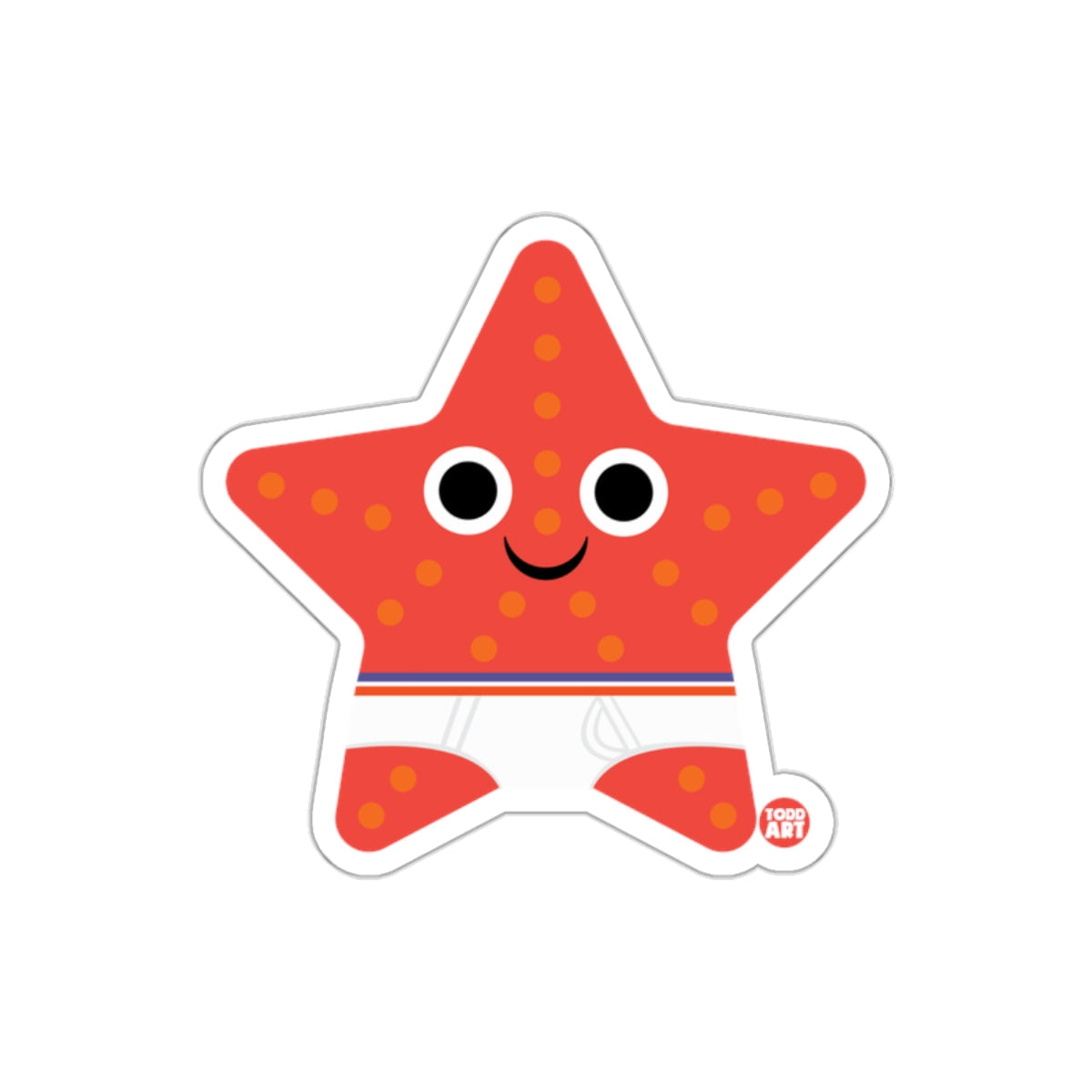 Smiling Red Starfish with Polka Dots Sticker Product