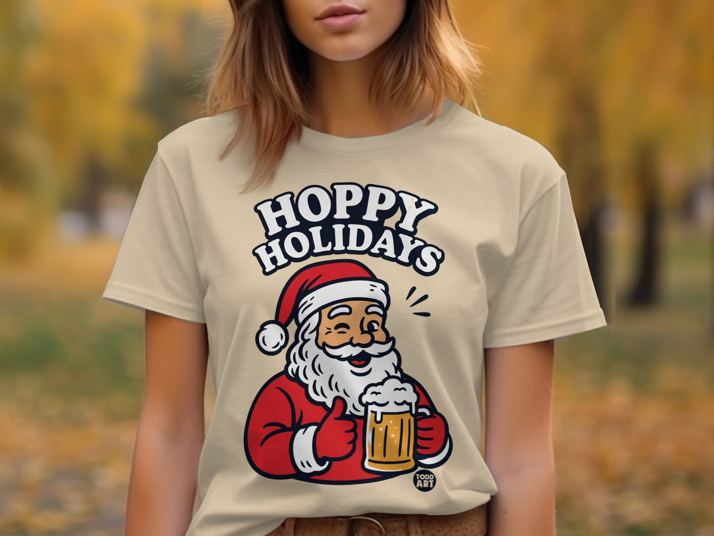 Hoppy Holidays Santa with Beer Graphic Tee product