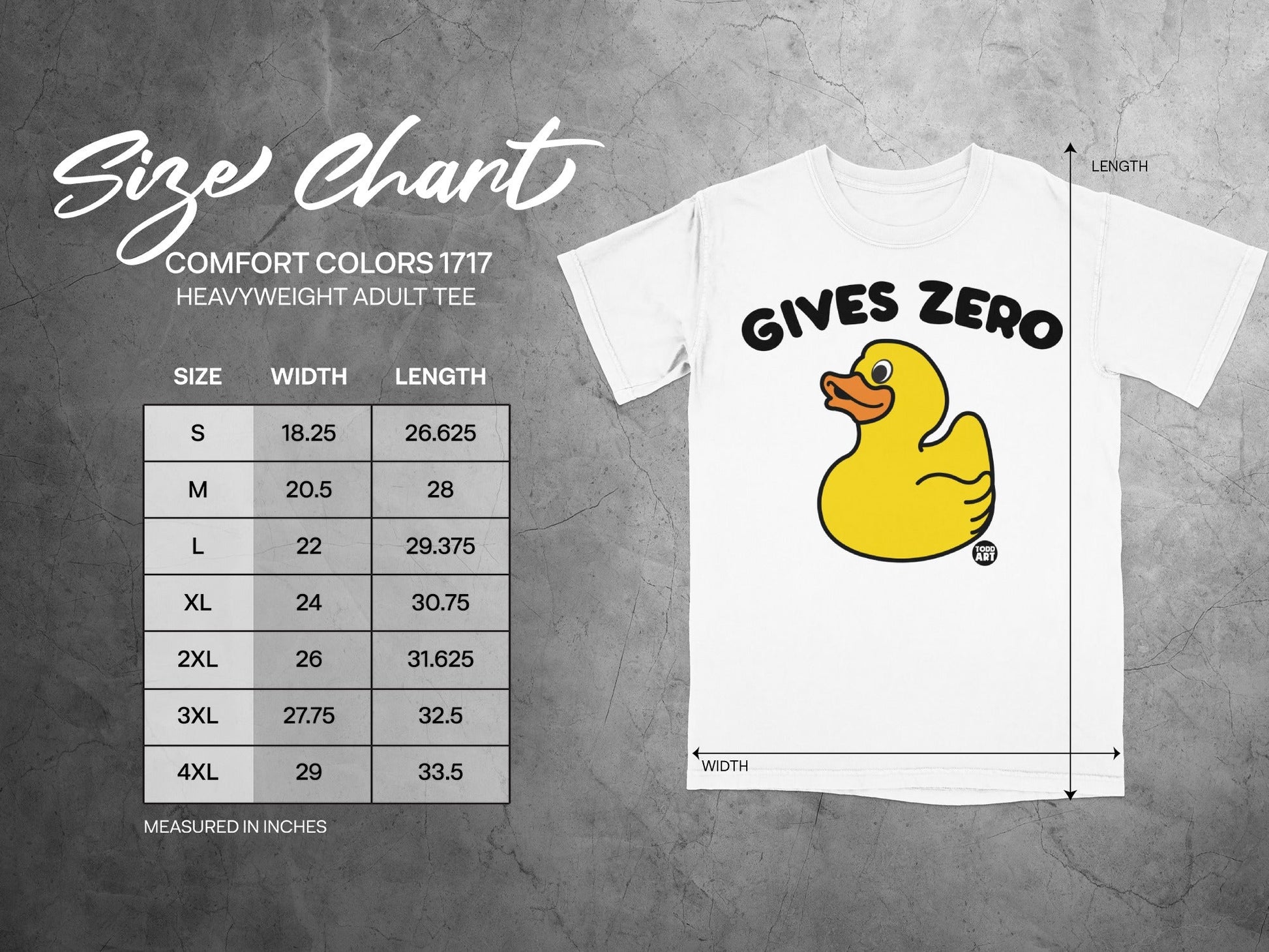 Gives Zero Yellow Duck Design Heavyweight Adult Tee