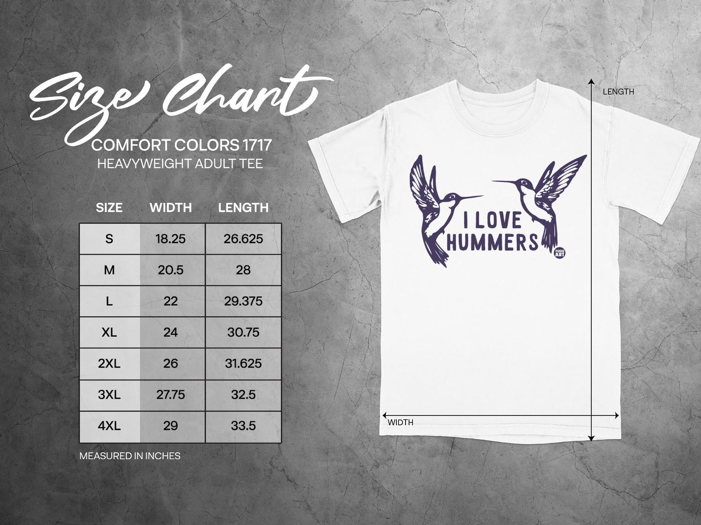 I Love Hummers Heavyweight Adult Tee Shirt