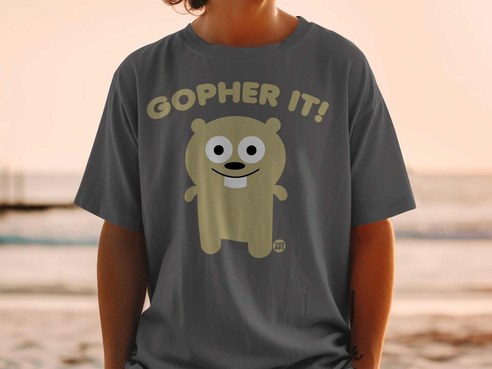 Gopher It Cute Cartoon Graphic Unisex Casual T-shirt