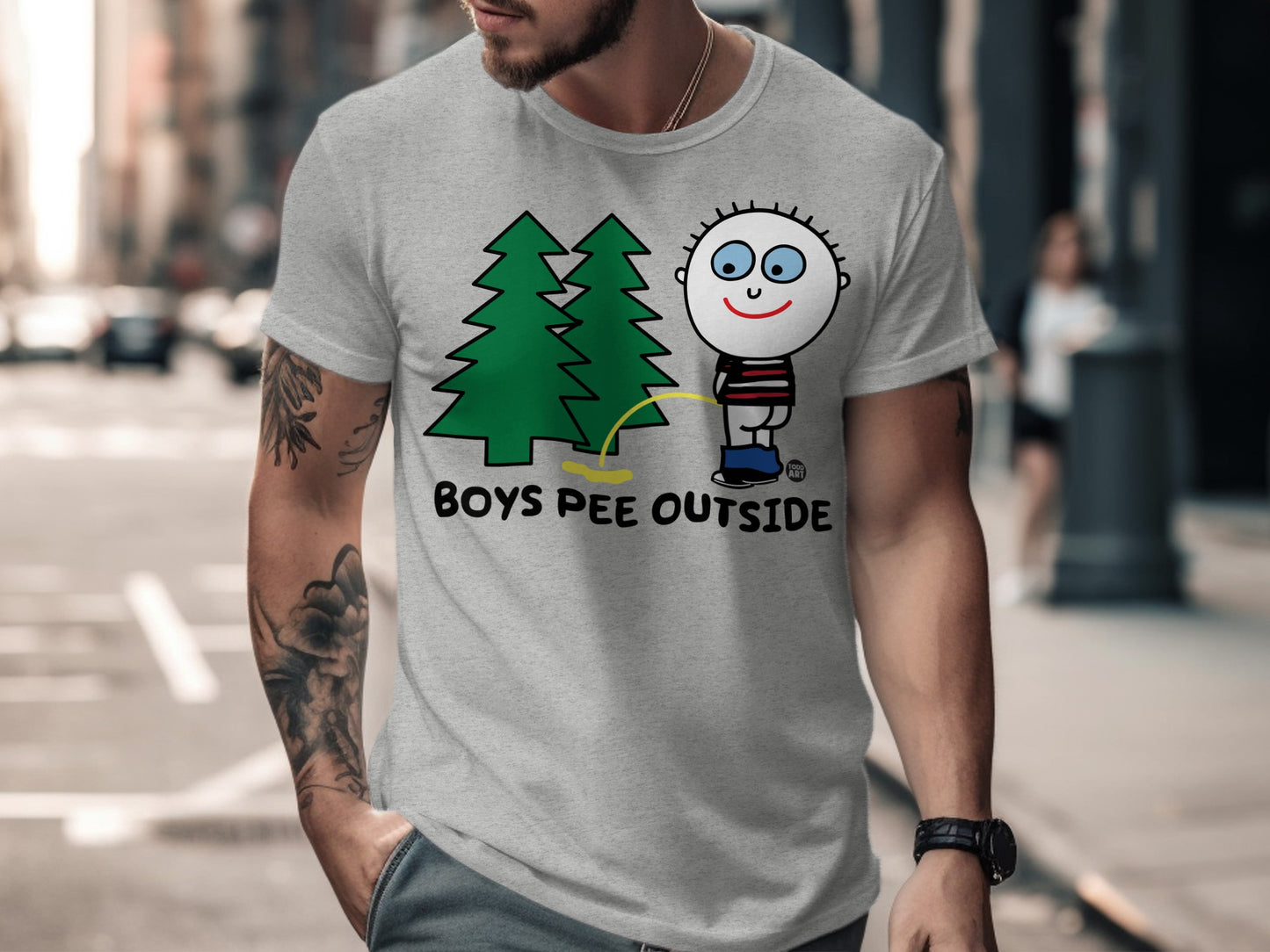 Boys Pee Outside Graphic Tee Shirt Humor Apparel
