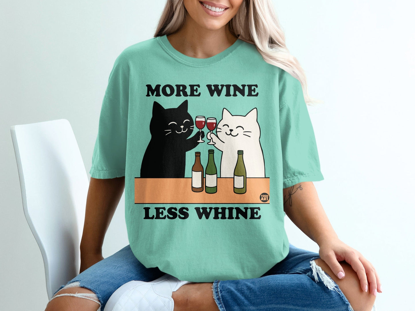 More Wine Less Whine Cats Graphic Tee