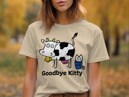 Goodbye Kitty Cow and Cat Graphic T-shirt