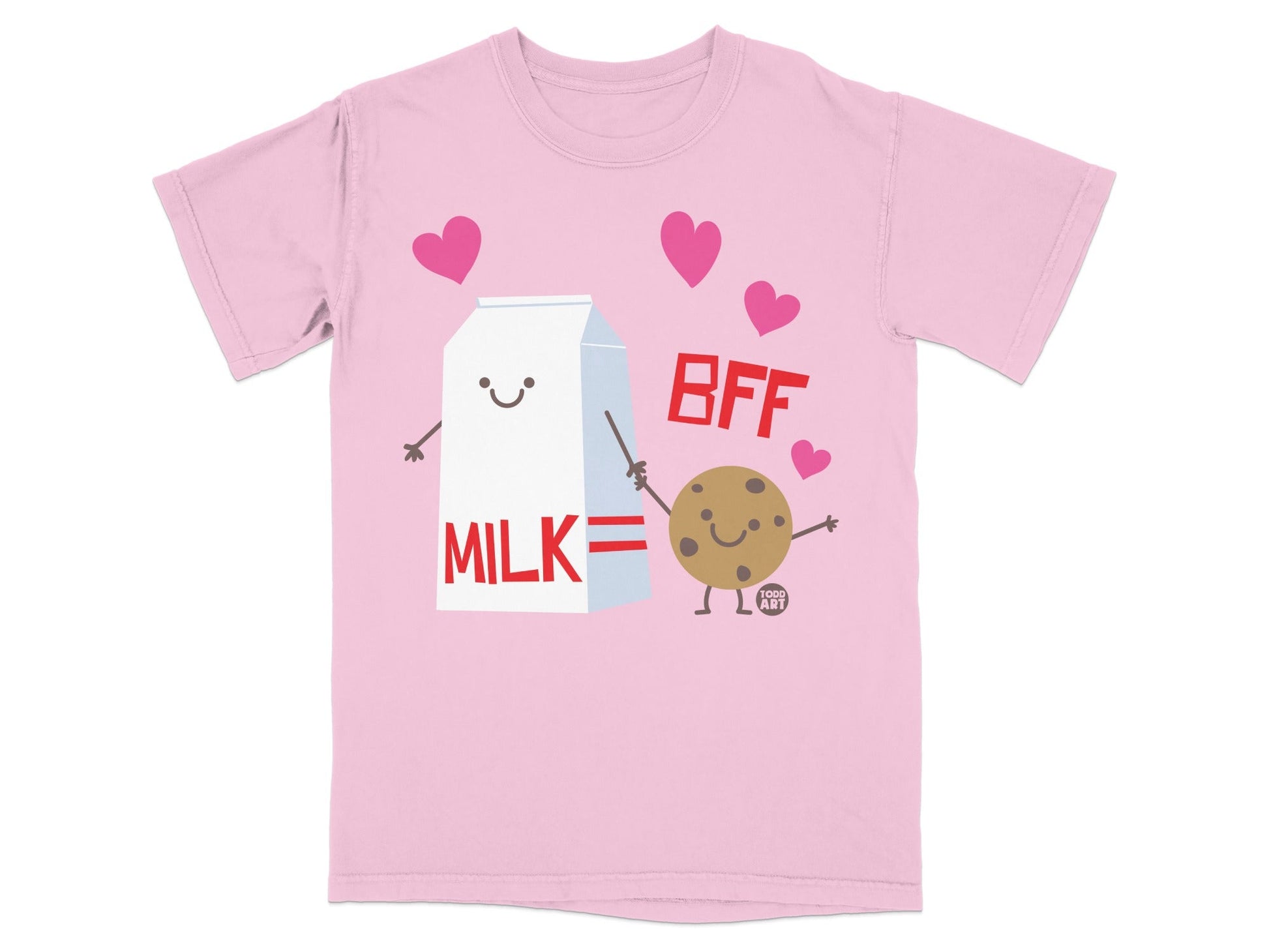 Cute Milk and Cookie BFF Heart Pink T-Shirt