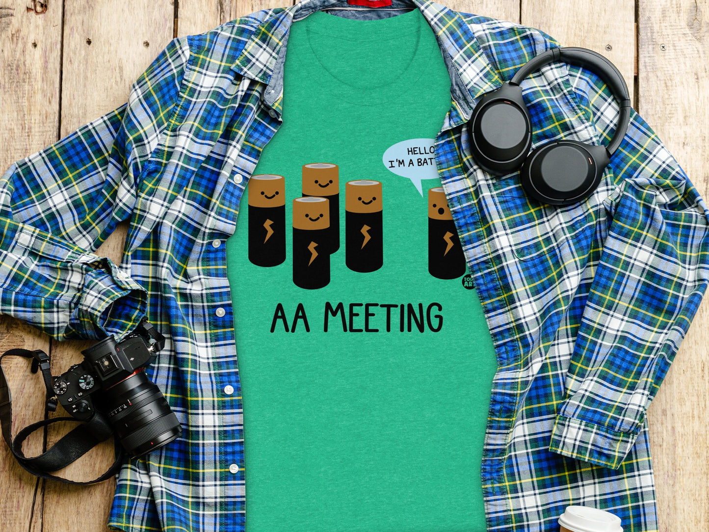 Fun Shirt with AA Meeting Battery Theme Design