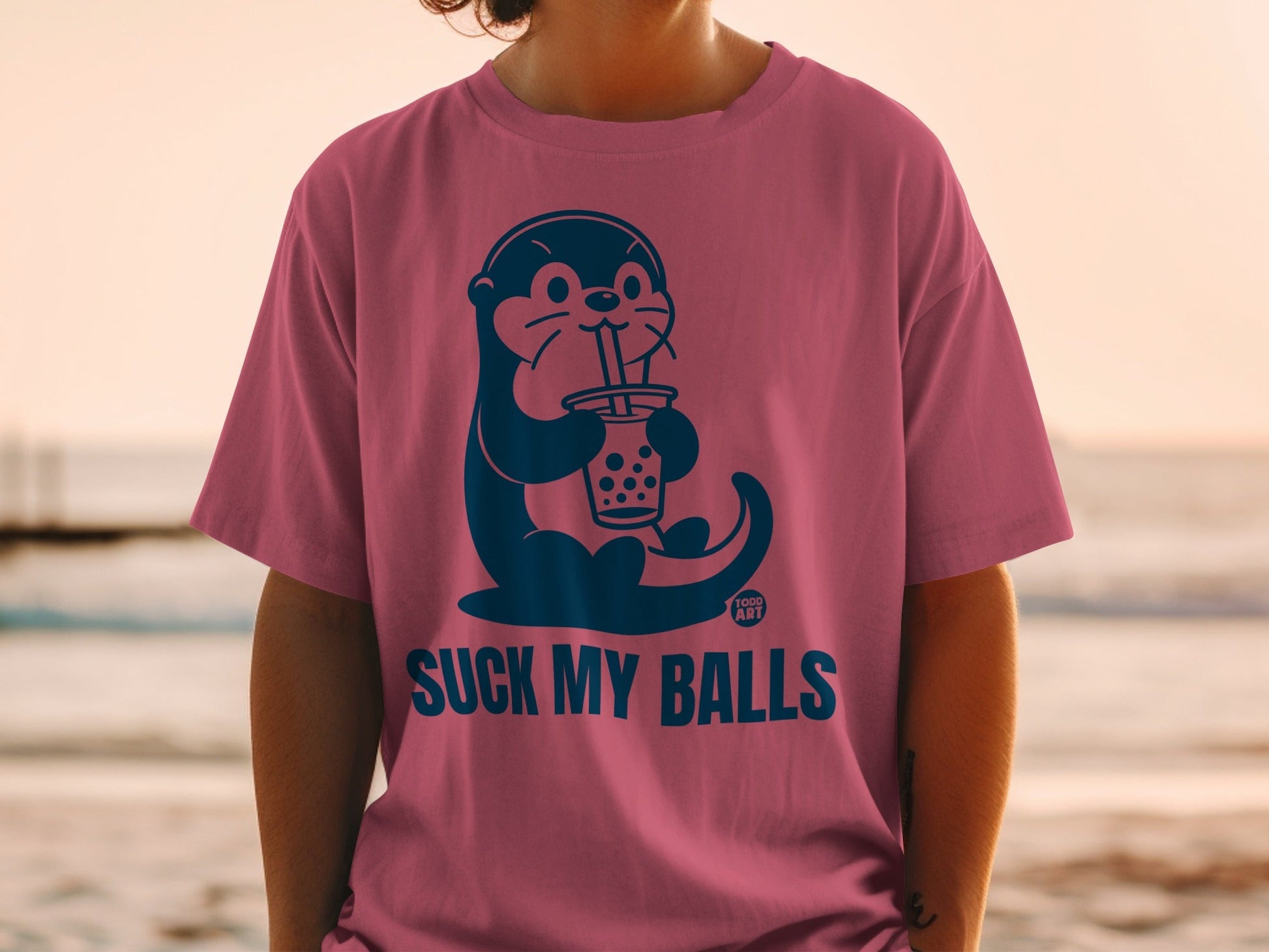 Suck My Balls Otter Drinking Bubble Tea Shirt