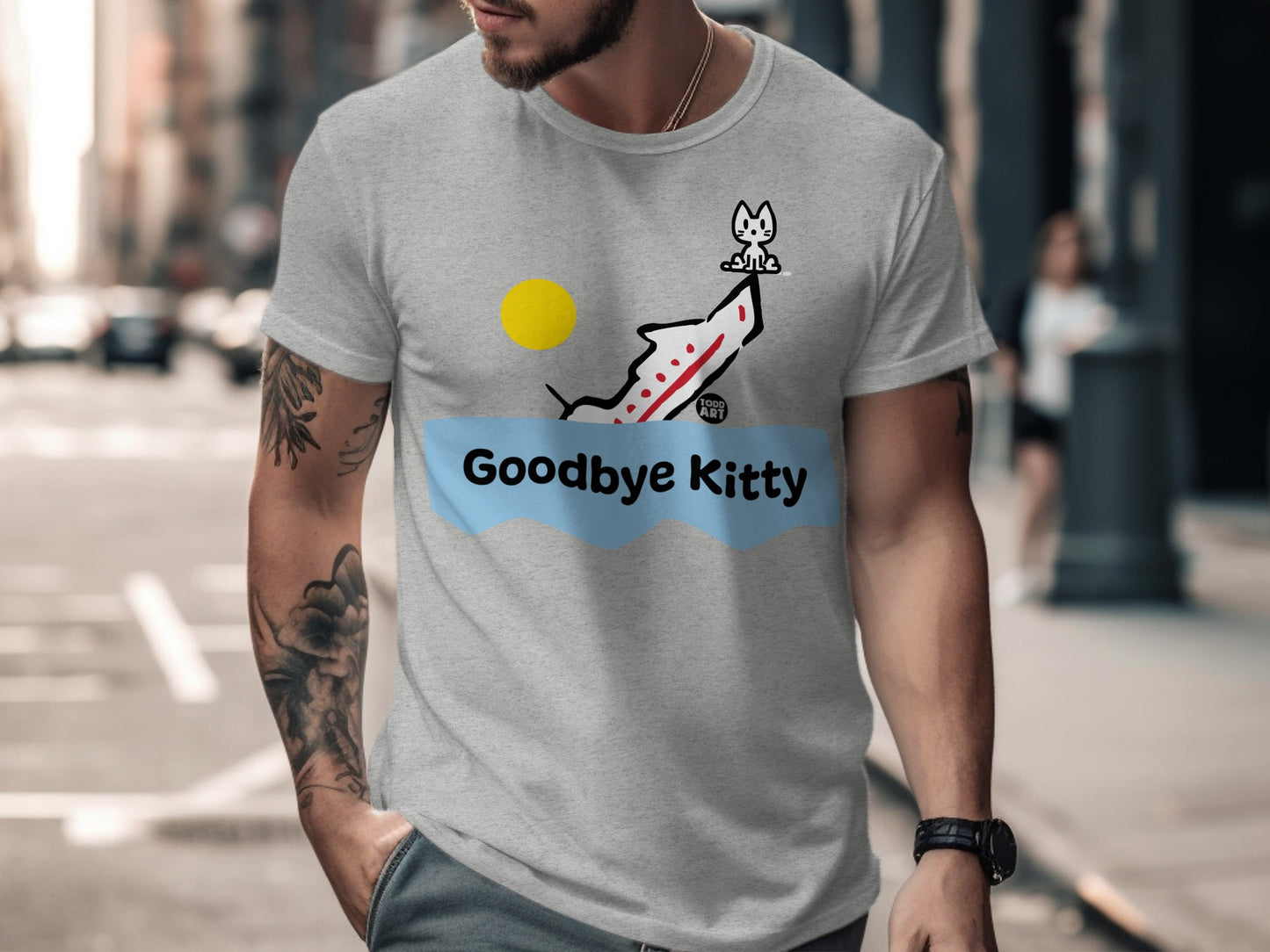 Cute Goodbye Kitty Shirt with Cat Illustration