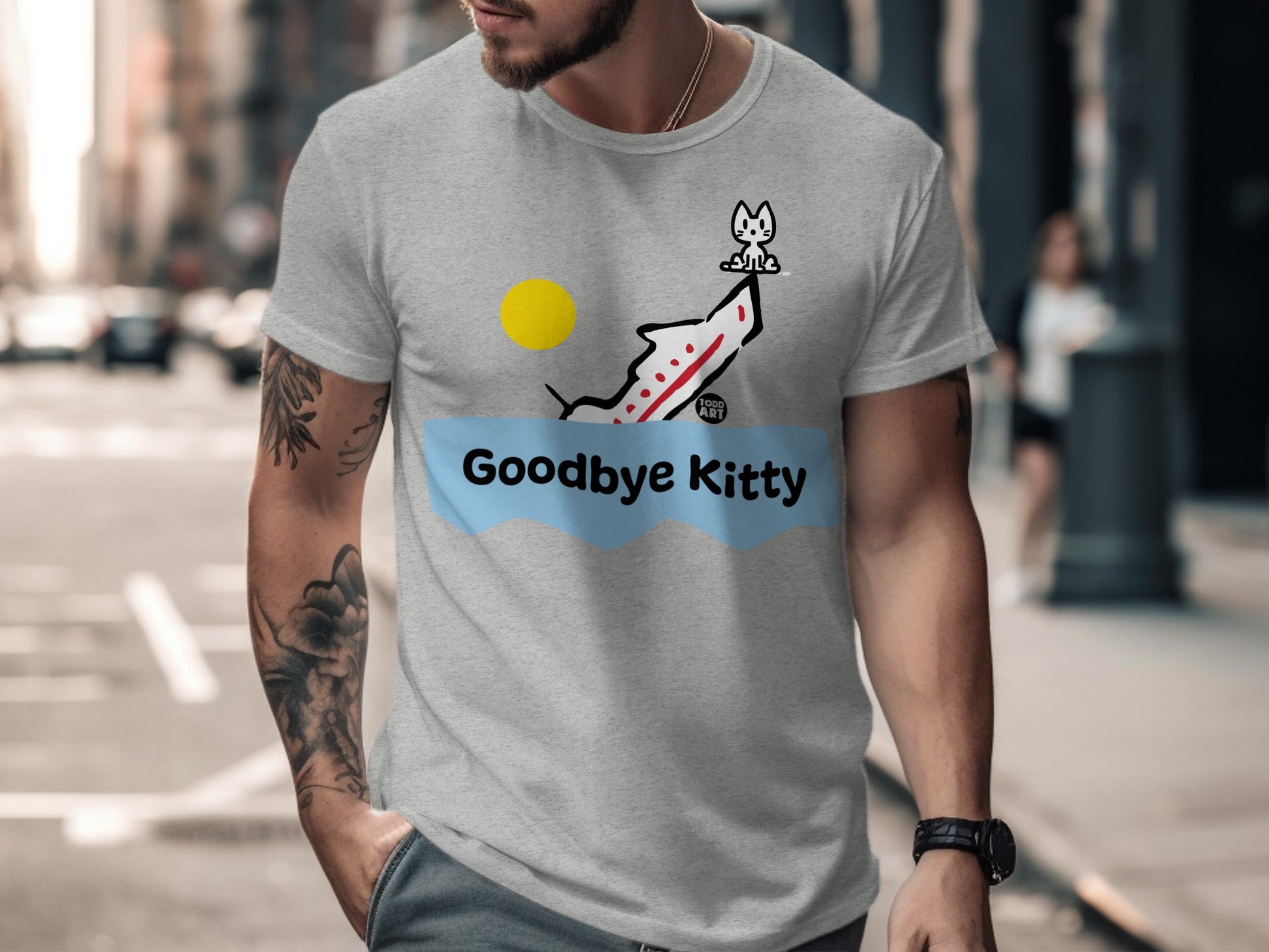 Cute Goodbye Kitty Shirt with Cat Illustration