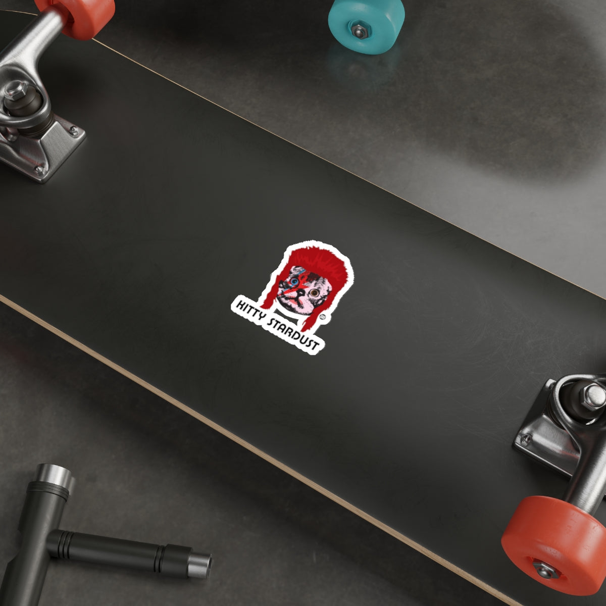 Vibrant Kitty Stardust Art Sticker for Your Skateboard