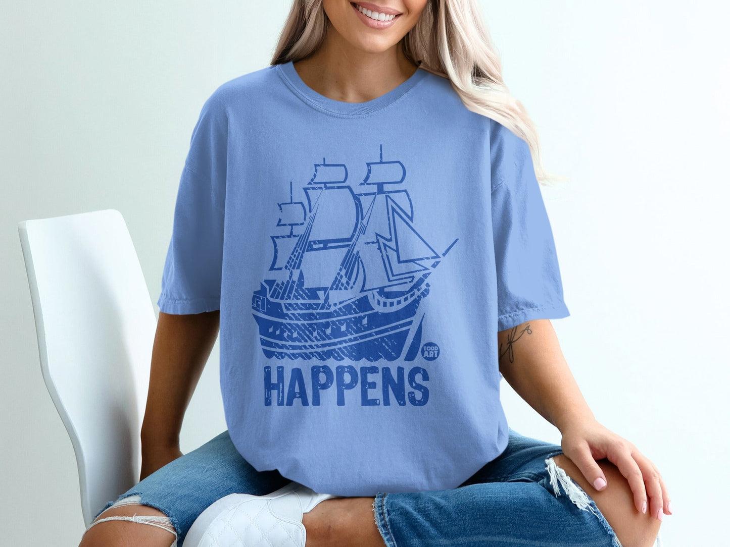 Vintage Ship Happens Graphic Tee Perfect Casual Wear