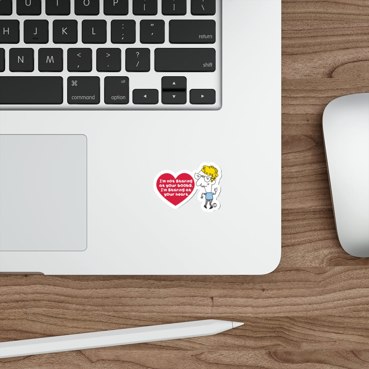 I'm Not Staring at Your Boobs Heart Sticker