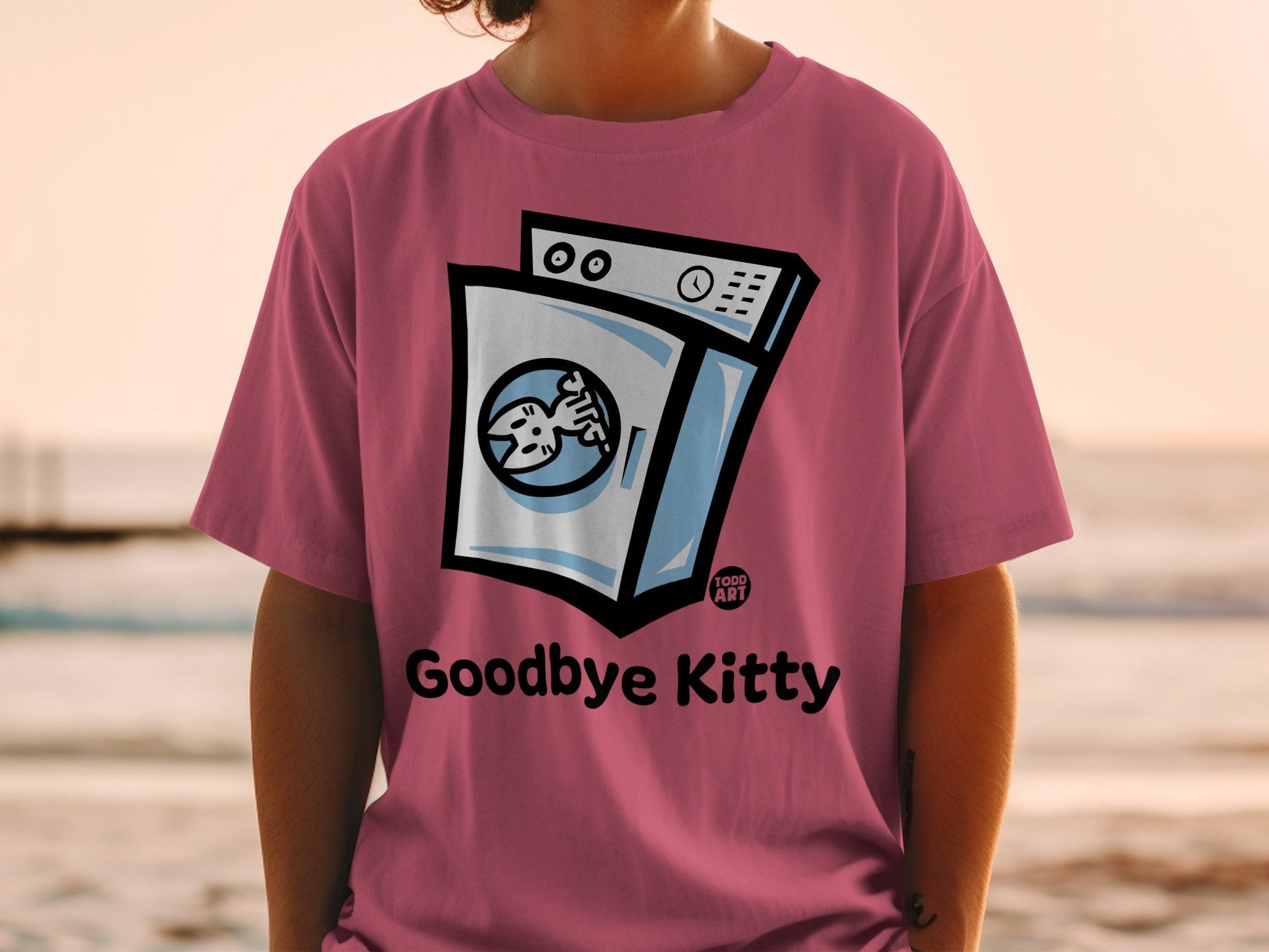 Funny Goodbye Kitty Washing Machine Design Shirt
