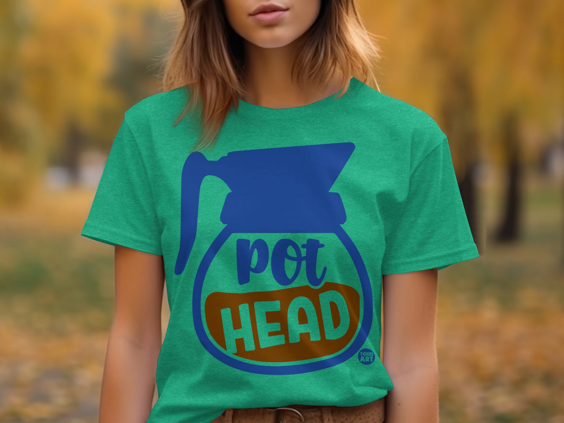 Funny Pot Head Coffee Lover Graphic T-Shirt