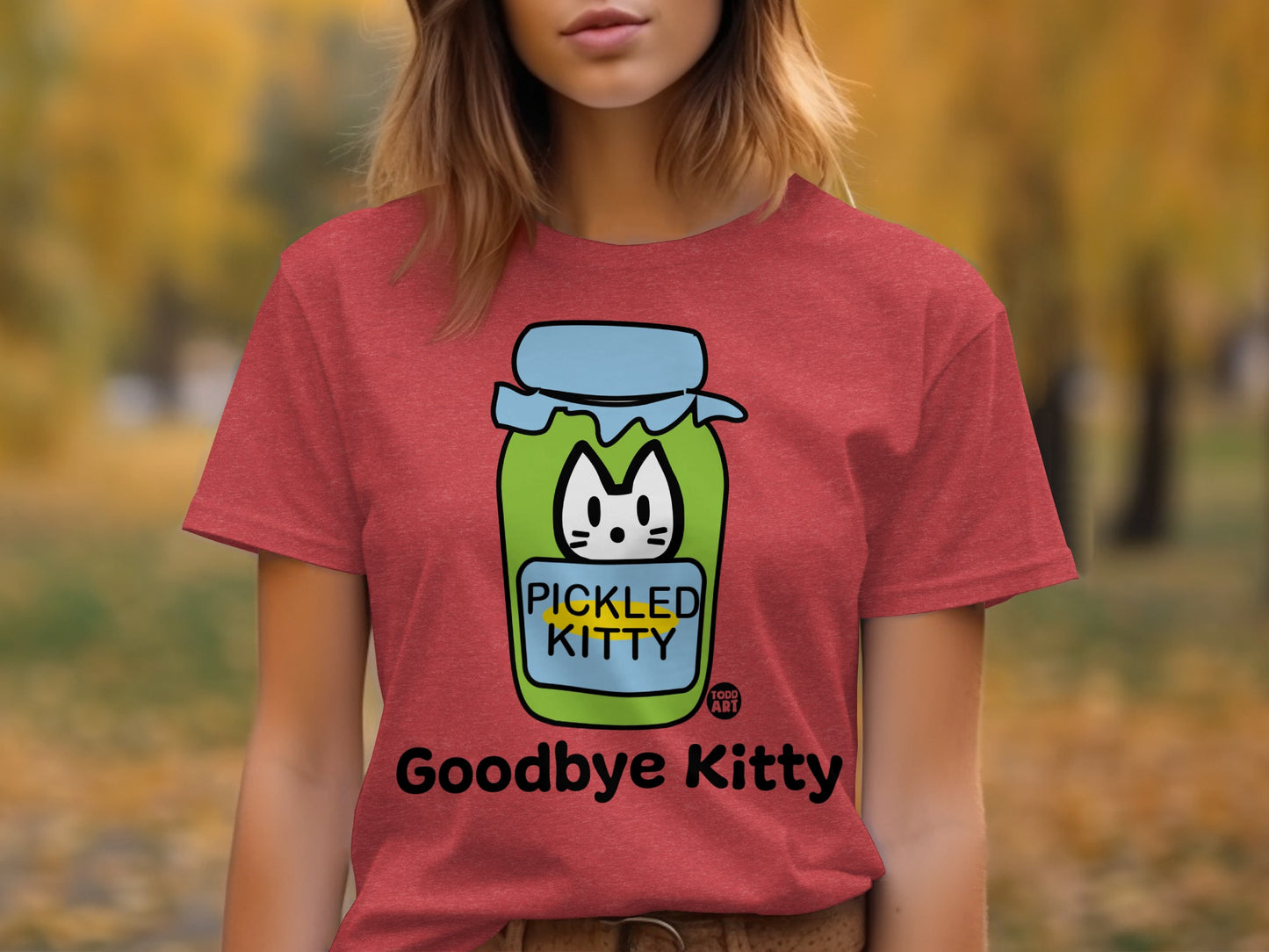 Funny Goodbye Kitty Pickled Kitty Graphic T-Shirt